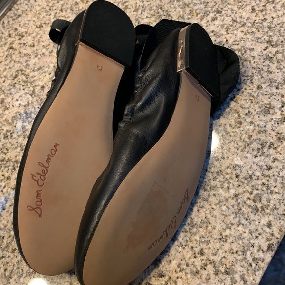 Sam Edelman Black Leather Flats with Ribbon Detail - Picture 4 of 4